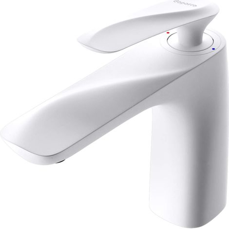 doporro Design Wasserhahn Bad Weiß Waschtischarmatur für Waschbecken Waschbeckenarmatur Bad 16,5 cm hoch