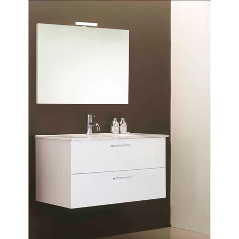 mobile bagno sospeso "alice" con 2 cassettoni bianco lucido 80x47x53 cm