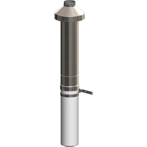 ATEC Dachdurchführung DN 80/125 650mm Edelst. inkl. Befestigungsschelle, 1455