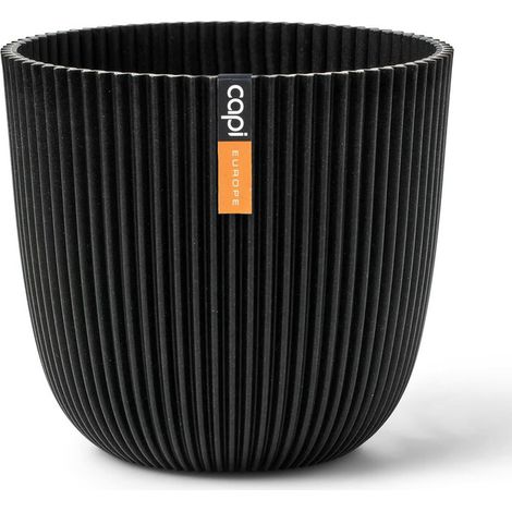 Capi Europe Übertopf Groove Kugel Schwarz Ø 25 cm - Kunststoff