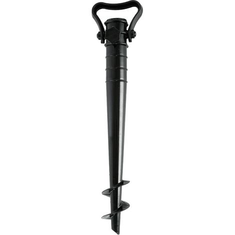 2 Pack Beach Umbrella or Ground Umbrella Stand, Screw-in Propeller Beach Stands, Screw-in Ground Socket, with Hook (Black and White) (1/5)