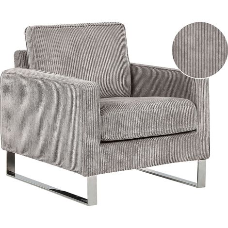 Sillón de tela de pena gris patas plateadas estilo retro Vind