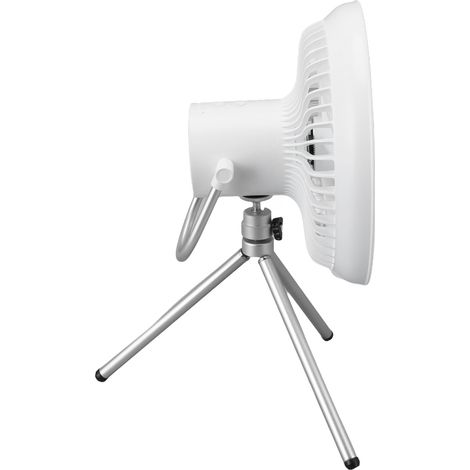 Ventilateur de camping lumineux avec 3 vitesses de ventilation, chargement USB 3,7 V 2 A, support inclus pour tente ou camping extérieur (blanc). (1/5)