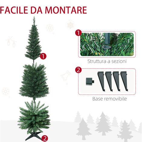 Sapin artificiel fin 180 cm, branches réalistes, arbre haut et étroit avec pied pliable, vert. (1/5)
