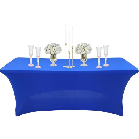 Nappe Rectangulaire Spandex Anti Tache,183cm Bleu Royal Nappe de Table Imperméables Lavable Extensible,pour Décoration Table de Terrasse,Cuisine,Mariage,Anniversaire,Fêtes,Halloween,Pique-niques (1/5)