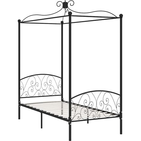 Letto a Baldacchino Nero in Metallo 90x200 cm vidaXL (1/3)