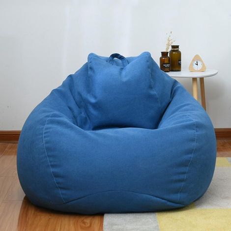 Nouveau pouf extra large, housse de canapé, fauteuil relax d'intérieur pour adultes et enfants - Prix promotionnel - 80 x 90 cm - Bleu (1/5)