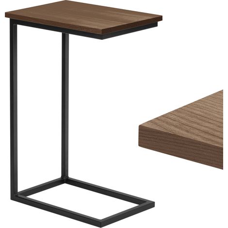 LAMO Manufaktur Beistelltisch Laptoptisch Sofatisch mobiler Kaffeetisch Nachttisch 45x30x67 cm Gestell Schwarz 100% Echtholz Massiv Platte farbe: Nussbaum