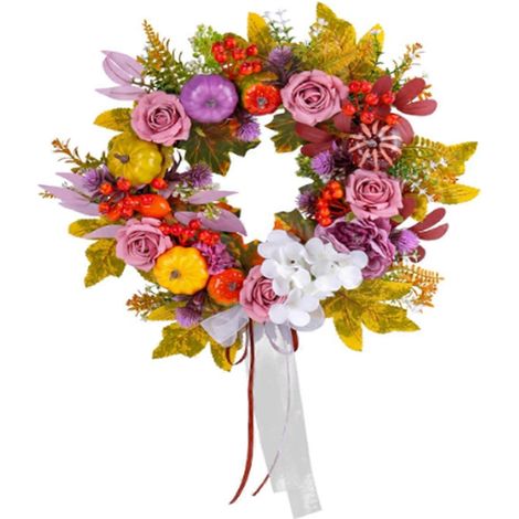 Décorations d'automne - Couronnes d'automne pour porte d'entrée extérieure (1/5)