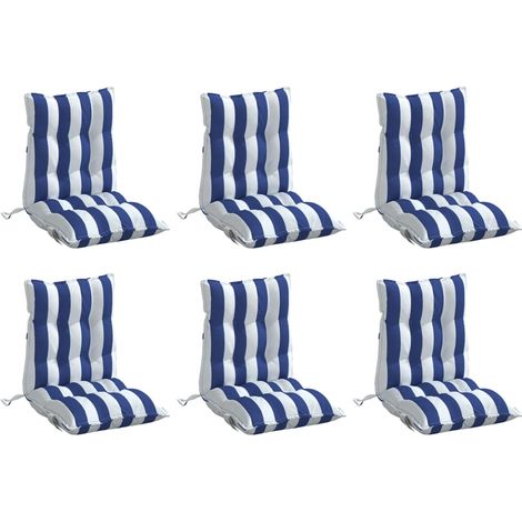 vidaXL Cuscini Sedia Schienale Basso 6 pz a Righe Blu e Bianche Oxford