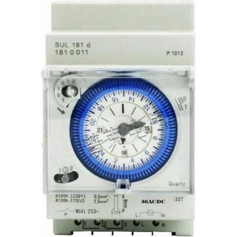 Minuterie Analogique - Moteur Synchrone 12 V AC/DC - Programmation Journalière - 96 Segments 15 Min - Montage Rail DIN (1/5)