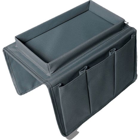Plateau de canapé pliable avec rangement intégré, en tissu Oxford 600D, poches latérales. (1/5)