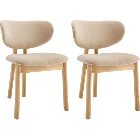 Sedia in tessuto e legno di hevea Beige - Lotto di 2 - FALDRA