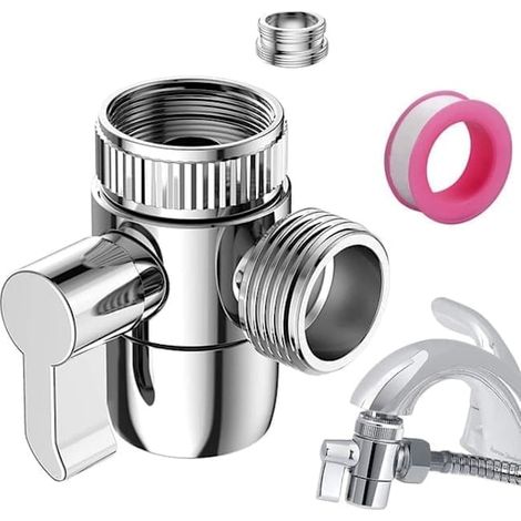 Adaptateur de dérivation de robinet, adaptateur de dérivation de robinet de cuisine à trois voies, avec filetage M22 M24 G1/2, convient aux douches à main.