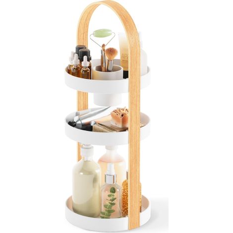 Organisateur Maquillage, 3 Niveaux, Blanc/Naturel (1/5)
