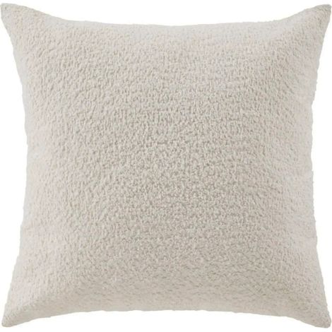 Housse de coussin bouclette en polyester 45x45 cm – Fausse fourrure moelleuse – Design moderne pour salon et chambre
