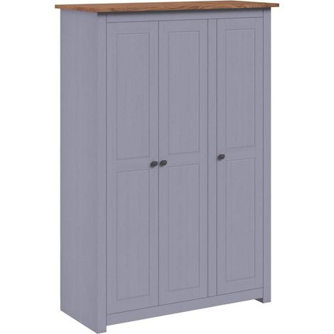 Maison Exclusive - Armadio a 3 Ante Grigio 118x50x171,5cm in Pino Panama Range