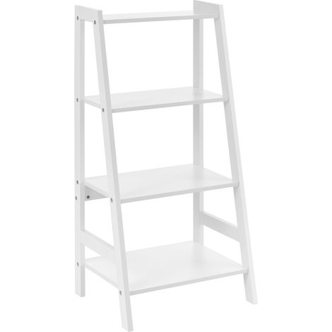 Estantería de escalera para mueble de baño en forma de escalera con 4 niveles MDF lacado 90 x 43 x 32 cm blanco 030005175