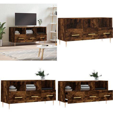 TV-Schrank Räuchereiche 102x36x50 cm Holzwerkstoff - TV Schrank - Fernsehtisch - Holz Sideboard - Regal - Wohnzimmermöbel - Home & Living (1/5)