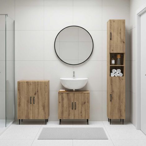 vidaXL 3 Piece Bathroom Cabinet Set HAARLEM Artisan Oak (1/5)