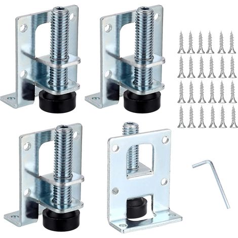 4 Pieds de nivelage réglables en L, support métallique lourd pour meuble, socle polyéthylène pour armoire établi (1/5)