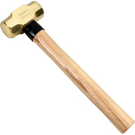 Marteau de forgeron avec Manche en Bois,1350g(3lb) Masse en Laiton,Longue 360mm,résistante à la corrosion (1/5)