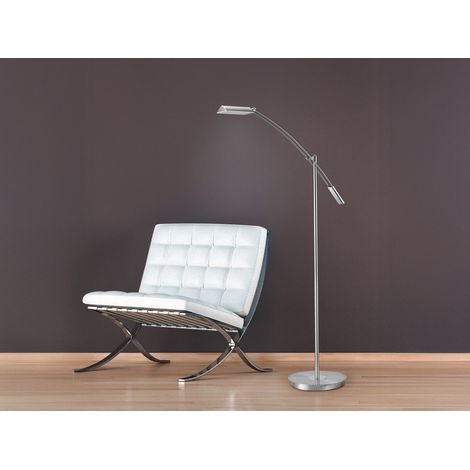 Kleine LED Stehleuchte VERONA dimmbar & schwenkbar in Silber, Höhe 126cm (1/5)