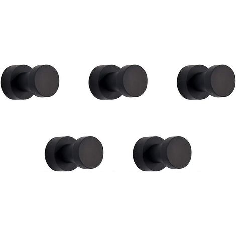 Lot de 5 crochets muraux adhésifs robustes en laiton pour salle de bain, cuisine, placard, penderie (noir) (1/5)