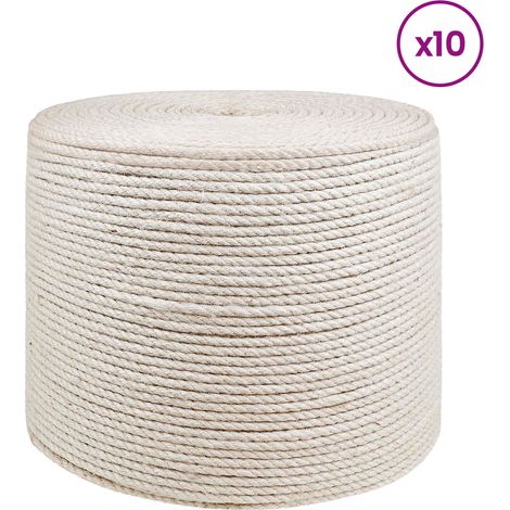 vidaXL Jute Twine 10 pcs 100 m 2 White 100% Tossa jute