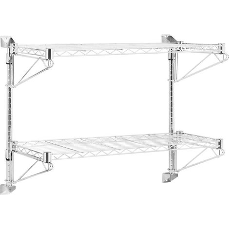 Estanter铆a de pared de doble rejilla, soporta hasta 60 kg, 90 x 35 x 60 cm. (1/5)