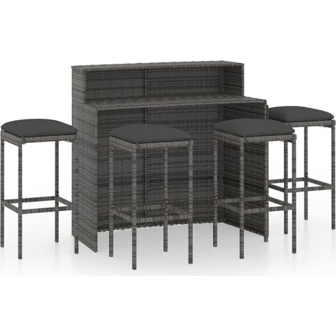 Gartenbar-Set mit Kissen 5 Teile Grau