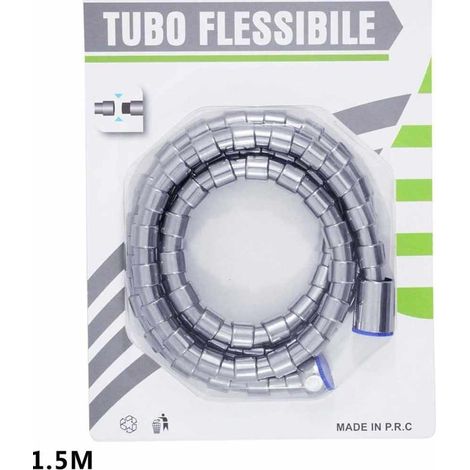 Tubo flessibile per doccetta 1,5 m in acciaio con attacco 1/2" per doccia soffione da bagno in ottone cromato doppia aggraffatura ottone cromato