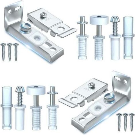 Kit de Réparation pour Porte Pliante, 2 Roulettes Métalliques et Charnières Renforcées, Capacité 50 lbs, Compatible Épaisseur 1 à 1-3/8 Pouces, Idéal pour Placard et Armoire (1/5)