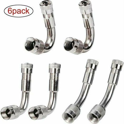 6 extensiones de válvula de neumático VA, adaptador de válvula de neumático, extensión de válvula de neumático de aire, extensor de codo de válvula de neumático, para coche, motocicleta, bicicleta, ca (1/5)