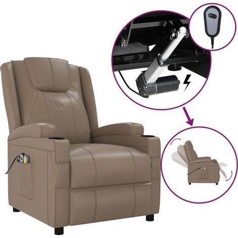 Fauteuil de massage électrique Chaise de massage Fauteuil Design Fauteuil Relax Cappuccino Similicuir vidaXL