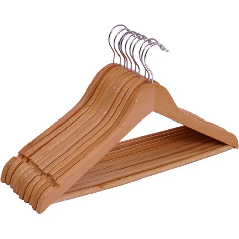 Holz Kleiderbügel natur - 10 Stück - Hosenbügel Anzugbügel Bügel Holzbügel