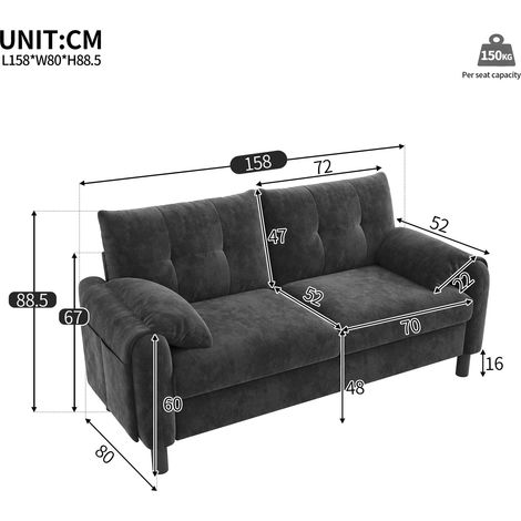 Modulares Sofa aus Chenille in Grau 158 x 80 x 88.5 cm HOMAIRE (1/5)