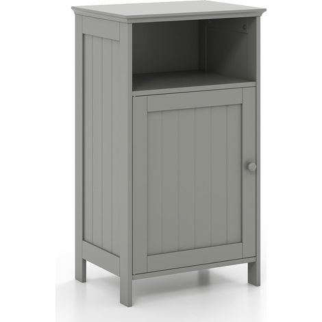 COSTWAY Meuble de Salle de Bain avec Porte, Meuble de Rangement avec Compartiment Ouvert, Placard Étagère Réglable, pour Salle de Bain, Salon, Chambre, 30 x 40 x 70 cm (Gris) (1/5)