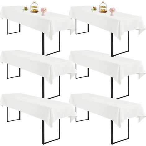 Biertischdecken 6er Set Elfenbein 260x110 cm Rechteckig Waschbar Polyester für Biergarnituren