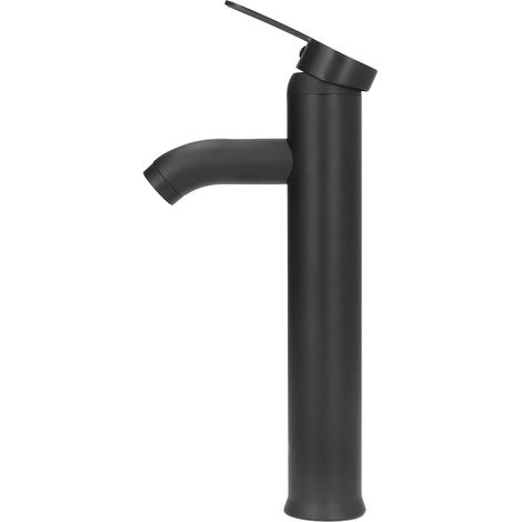 Robinet de salle de bain noir G1/2 en acier inoxydable, à commande facile, noir mat, pour lavabo sur pied, avec 2 tuyaux (1/5)