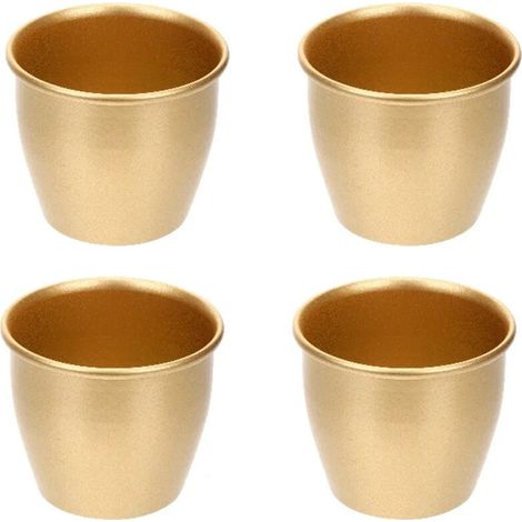Lot de 4 mini pots de fleurs décoratifs dorés pour plantes succulentes. pots en métal. seau lumineux pour barbecue. jardinière en métal (1/5)