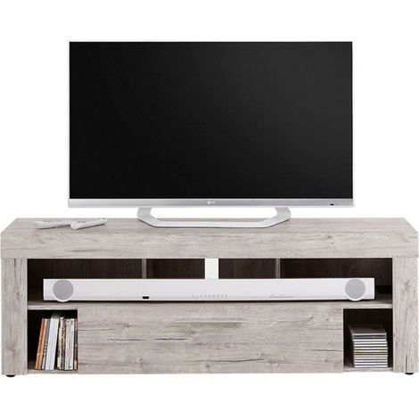 Meuble TV 1 Tiroir Design "Biotin" 150cm Chêne Sable (1/2)