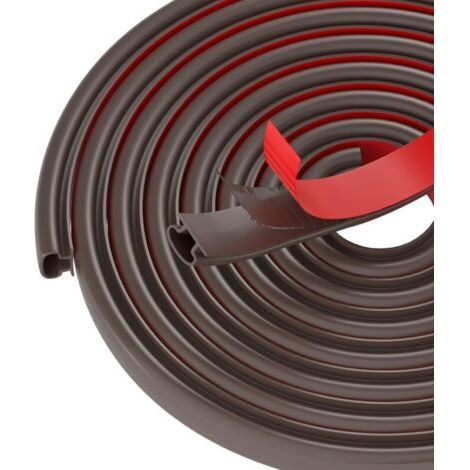 Joint Porte Fenetre Isolation Froid et Phonique,Type D Caoutchouc Joint de Porte, TPE Autocollante en porte Bande D'étanchéité, pour isolation phonique porte, Joint Etancheite Entree (marron, 10m) (1/4)