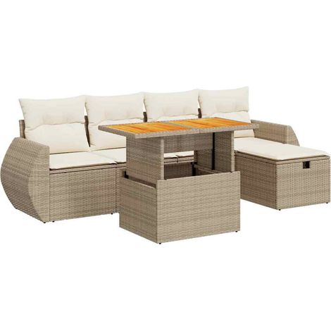 Maison Exclusive - Set sofás jardín y cojines 6 pzas ratán sintét (1/5)
