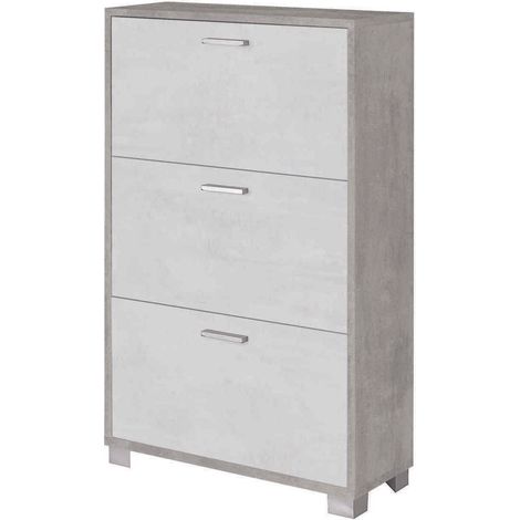 SCARPIERA CEMENTO 70X29XH118CM 3 RIBALTE BIANCHE (1/2)