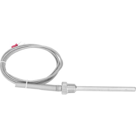 Sonde thermocouple type K 0-400°C, filetage 3/8 NPT, acier inoxydable, 8x100mm, capteur de température, câble 2 mètres, pour chaudière et four. (1/5)