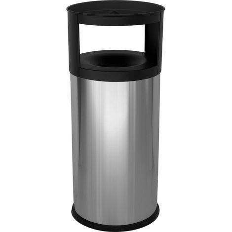 Pattumiera Gettacarte Ø38xh90 cm Autoestinguente Posacenere in Acciaio Inox Argento (1/2)