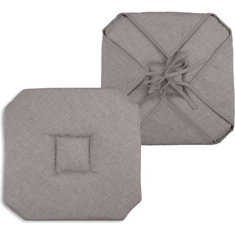 Galette de chaise italienne et unie Taupe 40x40 cm