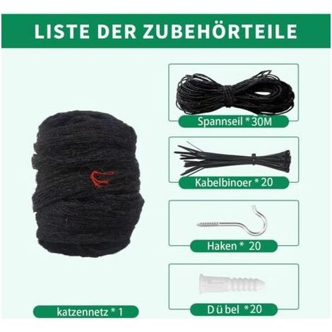 Filet de Protection pour Chat, 8x3m, Renforcé, Résistant aux Intempéries, Sécurise Balcon, Fenêtres et Terrasses