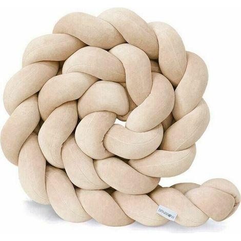 Protecteur de cuna de una pieza, almohada de algodón para recién nacido, cama de viaje ideal, almohada de terciopelo para bebé, beige, 2 m